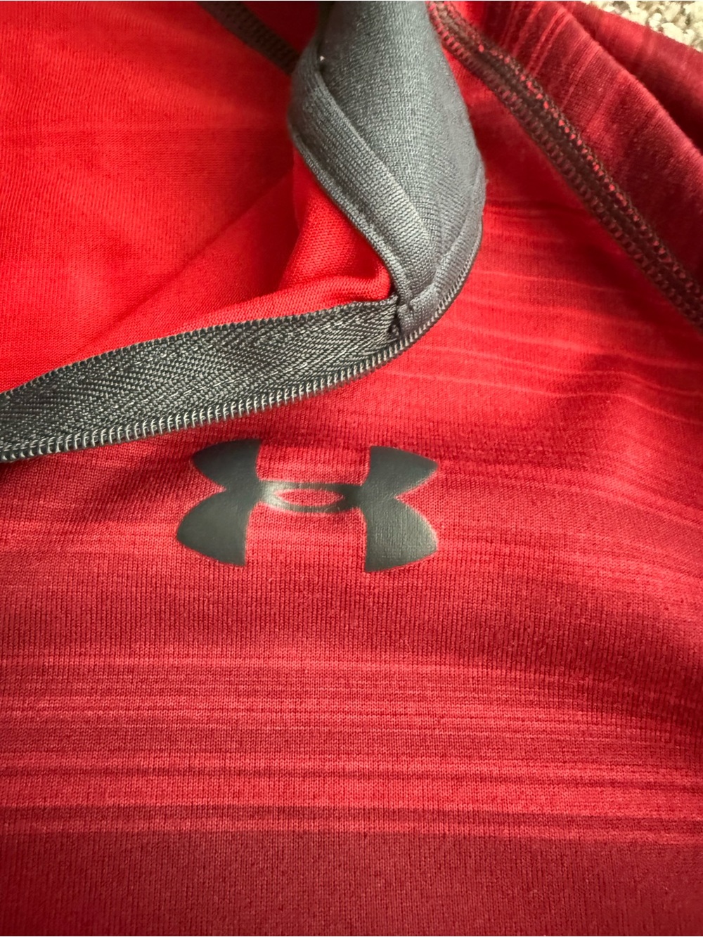 Under Armour Red Athletic HeatGear Pullover with Charcoal Trim - Picture 3 of 4